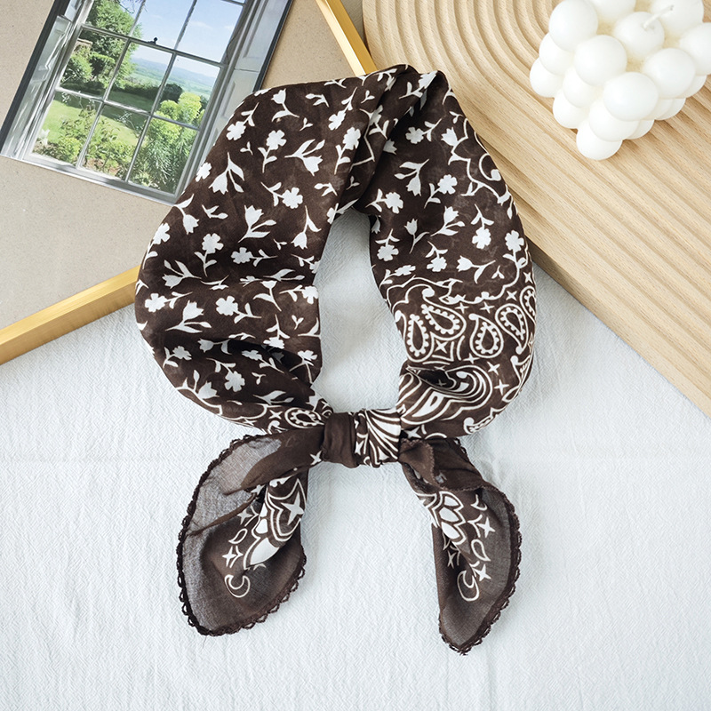 Toalla cuadrada fina de algodón y lino, fresca y transpirable, bufanda de seda pequeña con decoración literaria suave para mujer, bufanda de verano, bufanda pequeña de todo fósforo para mujer