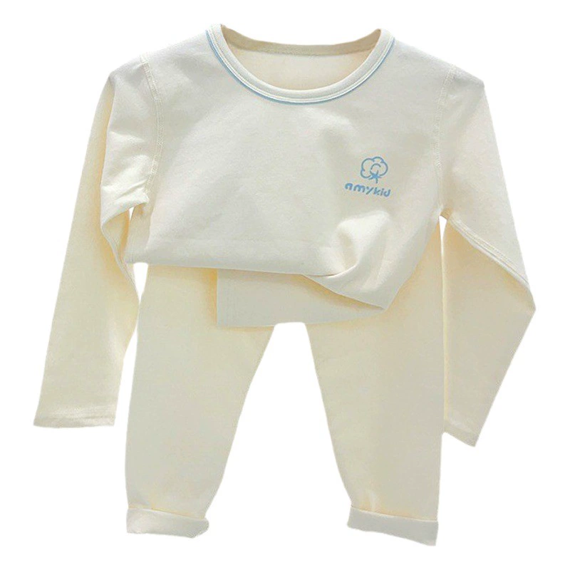 Детский комплект нижнего белья из органического хлопка Anmeiya, осенний комплект одежды, корейская версия, унисекс, термобелье и штаны с начесом, оптовая продажа от производителя.