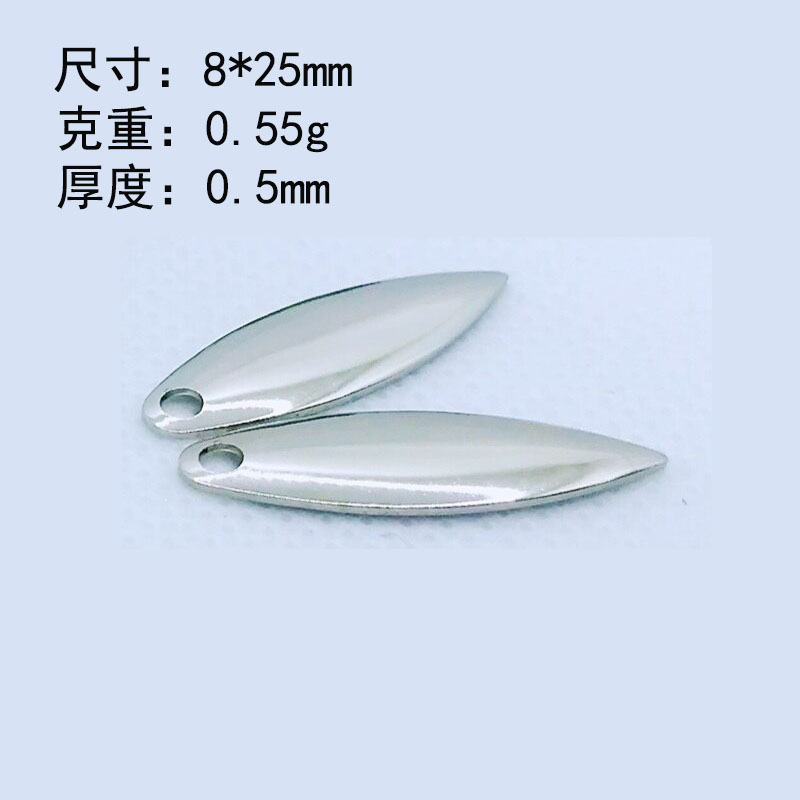0,8*2,5 cm de plata de tamaño pequeño hoja de sauce