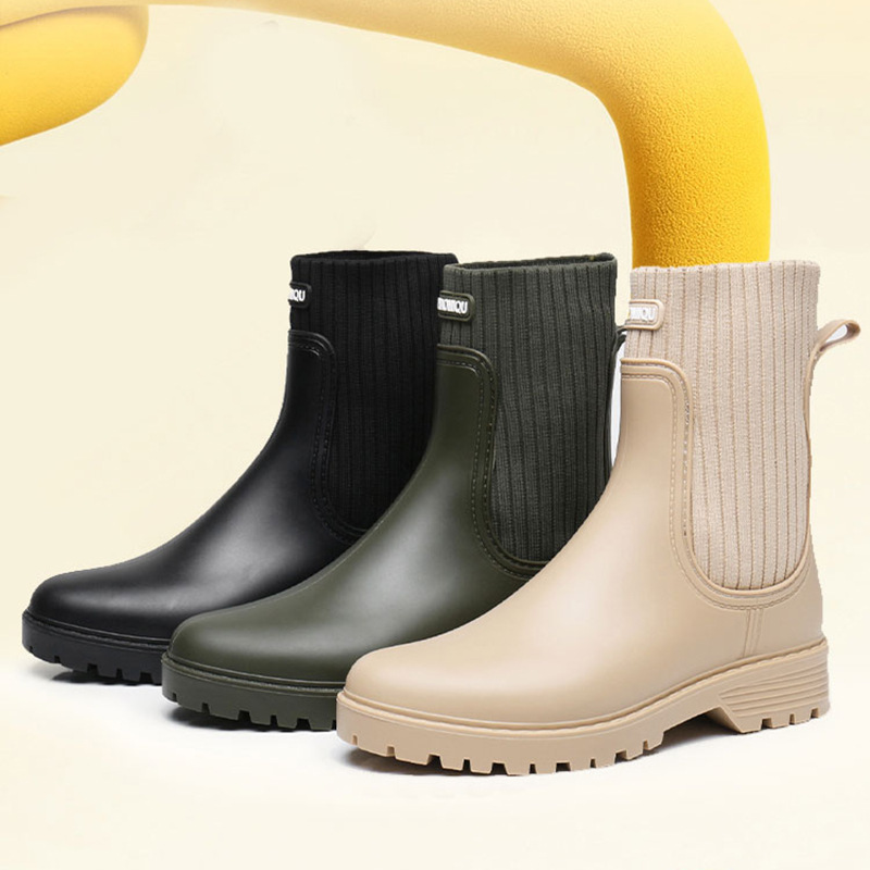 Rain Boots Women's Waterproof Shoes Women's Outer Wear 2023 New Rain Boots Japanese Anti-slip Water Shoes Thick Sole Rubber Shoes Fashion Overshoes