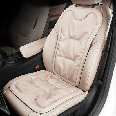 Seat cushion, seat cover — row integrated three-piece seat cushion - creamy-white-2-front-seat-cushions-backrest-mercedes-benz-car-logo