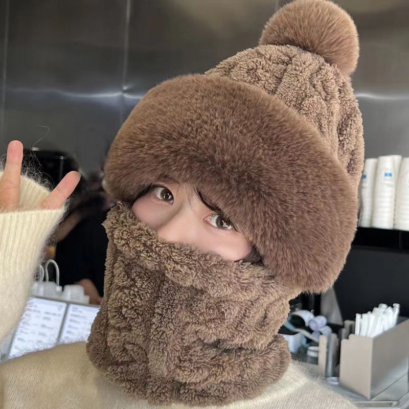 帽子女冬季骑车面罩全脸套头帽防风围脖加绒护耳包头套保暖一体帽|undefined