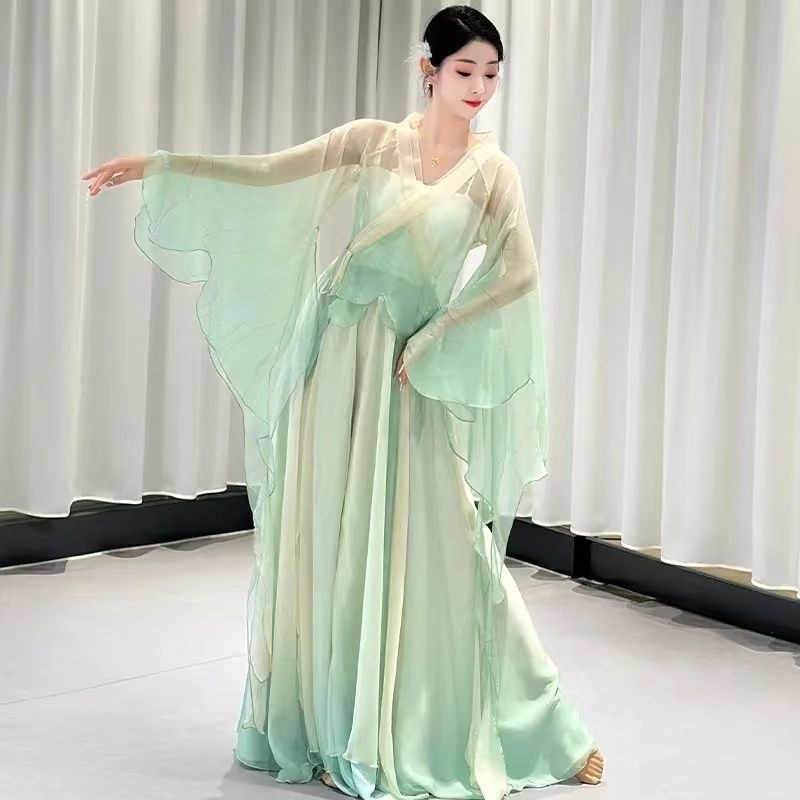 White classical dance dance butterfly gradient body rhyme gauze suit fairy style elegant antique costume performance practice