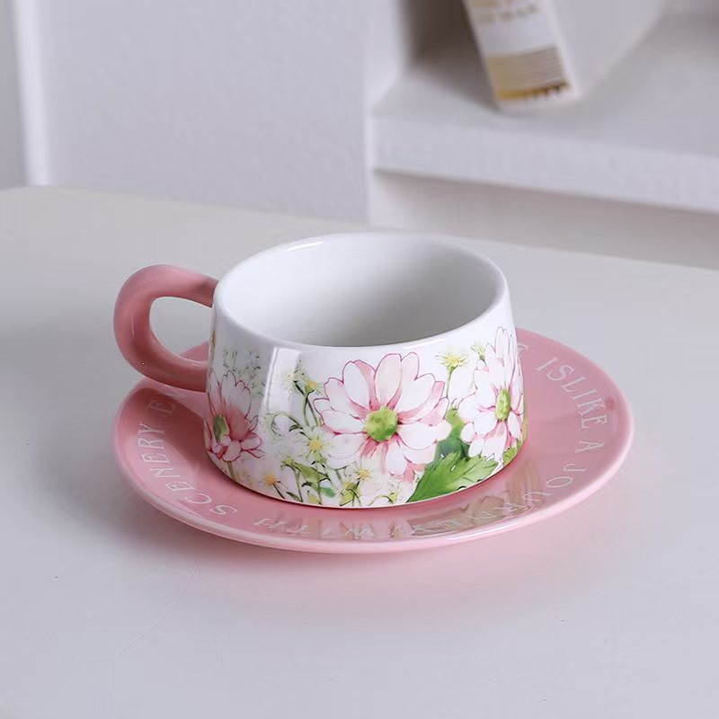 Taza de café y platillo-polvo de margarita