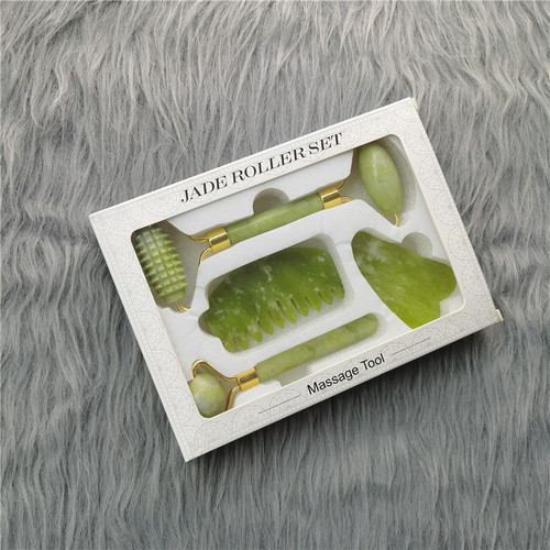 Jade Roller Powder Crystal Roller Serpentine Roller New Mountain Jade Roller Facial Jade Roller Massager Set