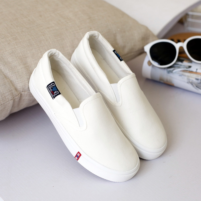 2025 Summer and Autumn New White Shoes Women's Canvas Shoes Women's Shoes Lazy Slip-Ons Versatile Breathable Flats Casual Shoes 1036