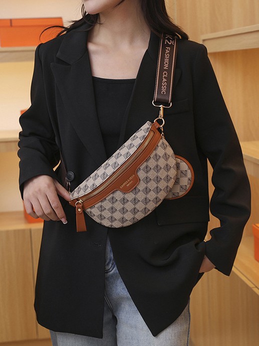 Bolso femenino 2025 transfronterizo nuevo estilo coreano moda moda a cuadros bolsa de pecho riñonera bolsa de mensajero de un solo hombro de alta gama de nicho