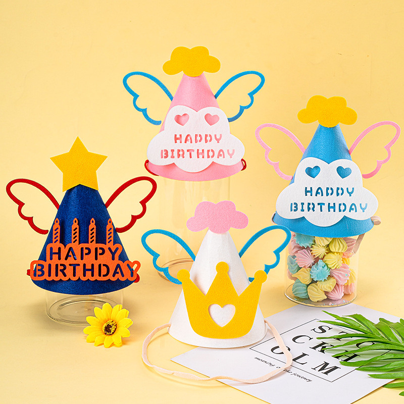 INS Internet celebridad sombrero de cumpleaños lindo fieltro alas de Ángel sombrero Fiesta infantil bebé de un año de edad banquete accesorios de la foto