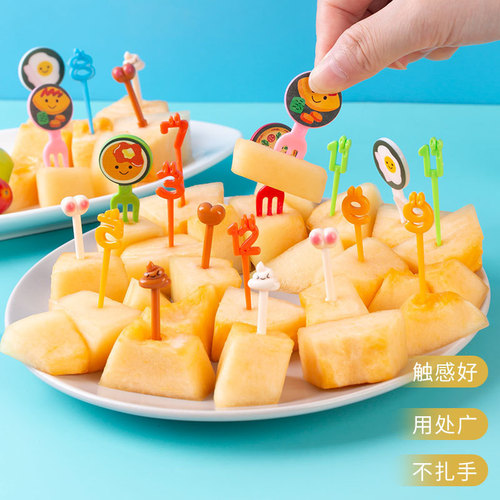 Home Cartoon Fruit Fork Creative Children Animal Cute Plastic Fruit Fork Set Bento Sign
