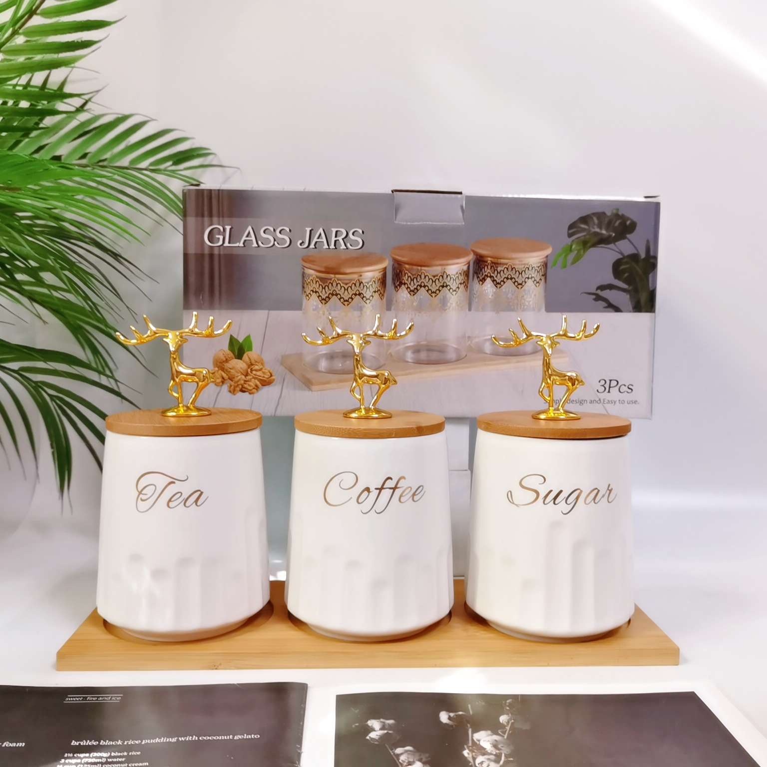 Exportación transfronteriza cerámica sellado tarro traje cocina condimento tarro multi-grano almacenamiento tarro café tarro de té tarro de azúcar