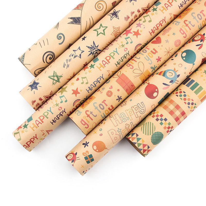 Suministro exclusivo transfronterizo: Papel de regalo para cumpleaños y Navidad, papel kraft, cajas de regalo de papel para cumpleaños, embalaje festivo.