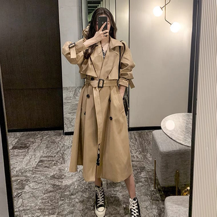 Women's Trench Coat for Spring and Autumn 2022, New Mid-Length Style for Petite Figures, British Style, Trendy This Year
