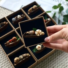 植物の実のブローチ、手作りのオリジナルデザイン、ランダムに発送、願いを叶えることができ、母の日のギフトボックス付き