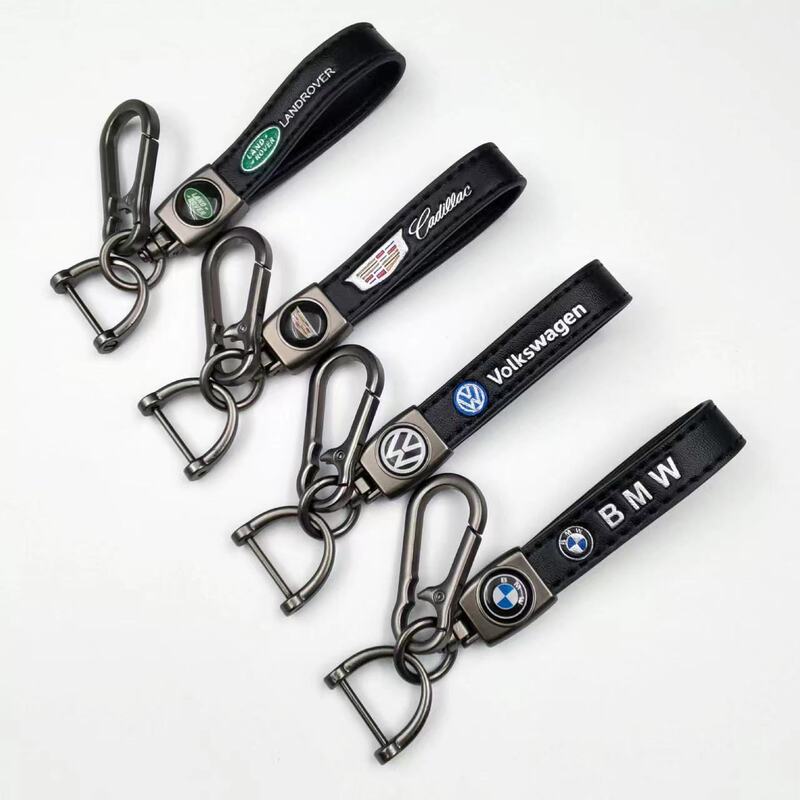 Cross-border exclusive car keychain rope logo personalized high-end leather metal keychain accessories wholesale