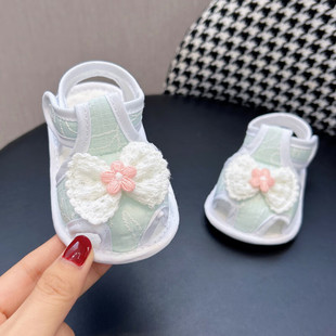 Summer New Newborn Baby Sandals, Baby Girl's Bow Shoes, Soft Sole Non-Slip Toddler Sandals, Breathable Pre-Step Shoes