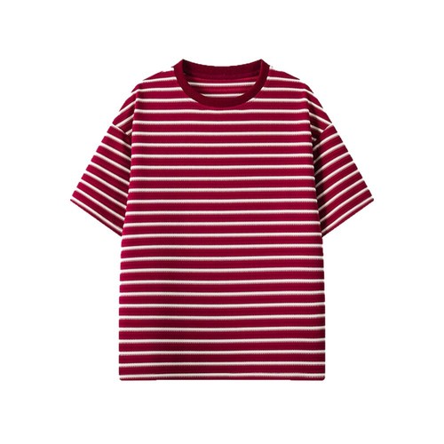 American Striped Short-Sleeve T-Shirt for Men - Summer Trend Brand, Retro Round Neck Clothing - Loose Youth Pure Cotton Half-Sleeve