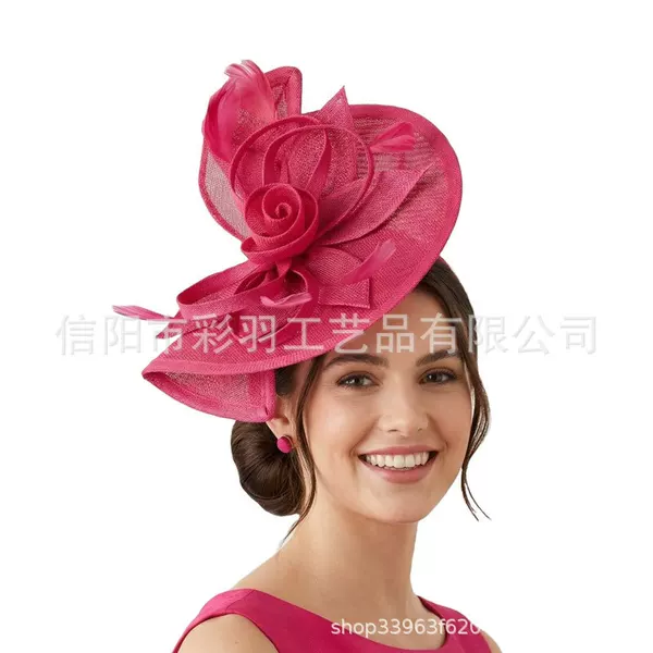European and American bridal feather headpiece, creative floral headpiece, high-end floral party and banquet accessory, exaggerated top hat