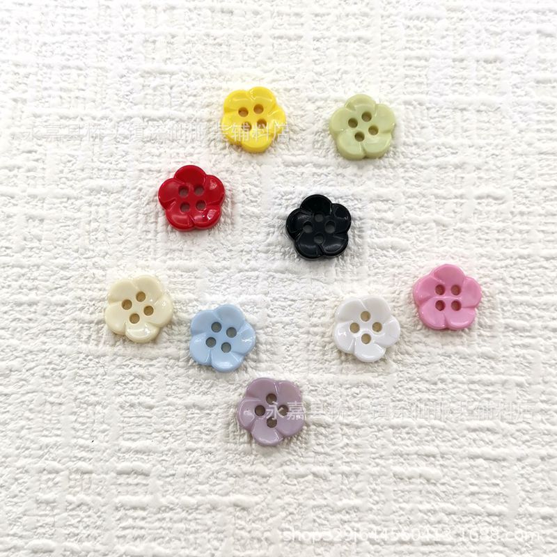 かわいい小さな花のプラスチックボタン、カラフルな光沢のある模造セラミック 4 目手縫いボタン子供服カーディガンセータージャケット装飾|undefined