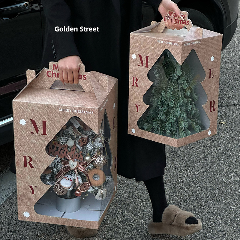 クリスマスクリスマスツリー手提げケースファッション高級祝日プレゼント透明ケースショーウインドー手提げ袋卸売り|undefined