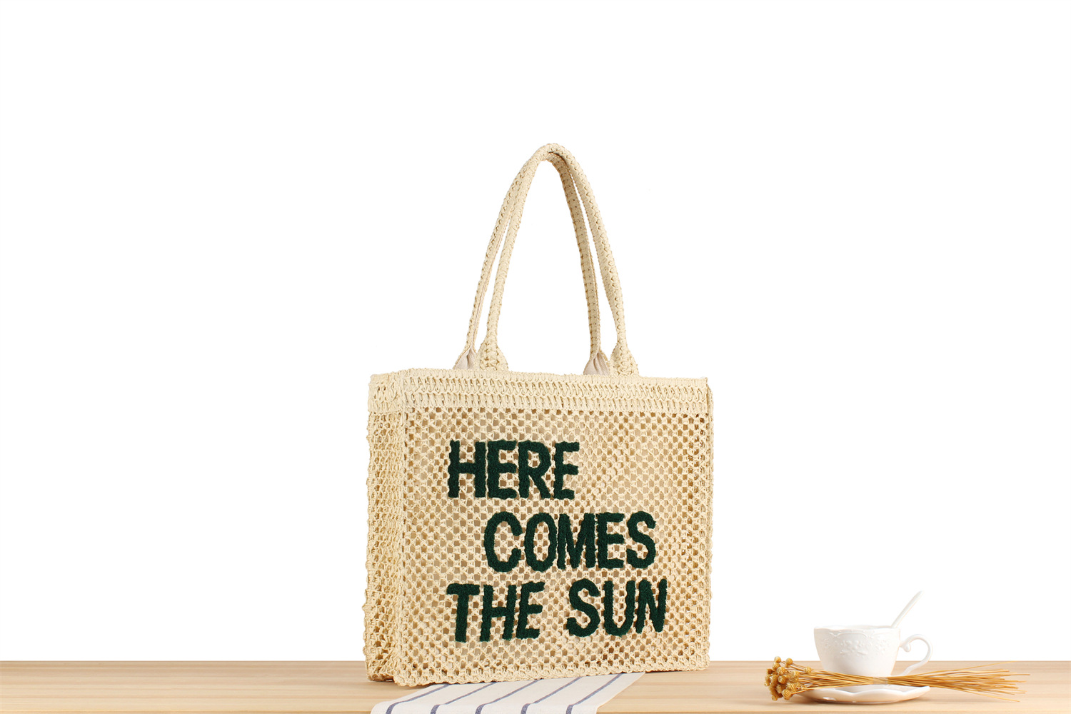 Unisex Large Paper Letter Streetwear Zipper Straw Bag display picture 2