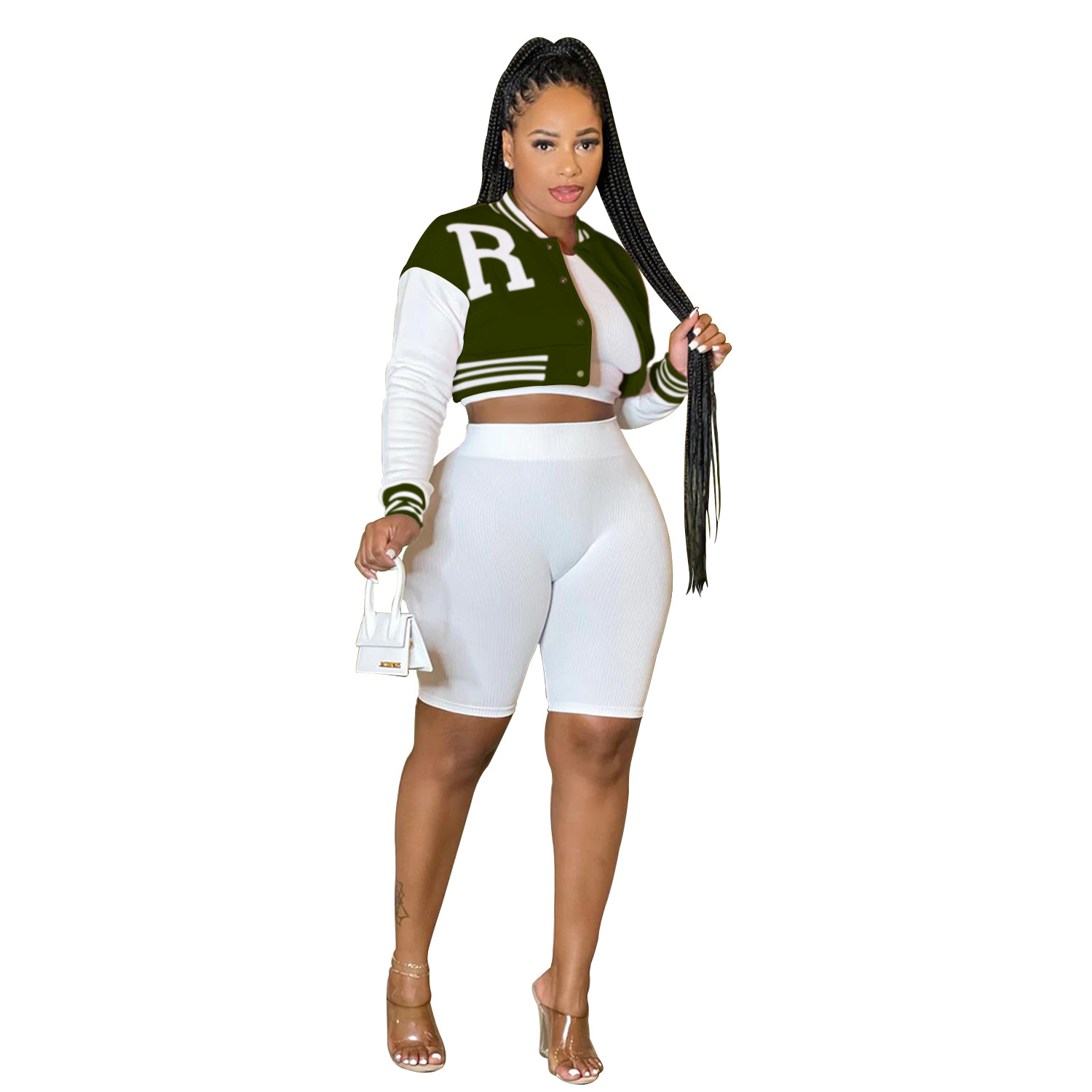 X6001 transfronterizo AliExpress Amazon europeo y americano moda mujer manga larga ombligo abrigo forro pantalones traje de tres piezas