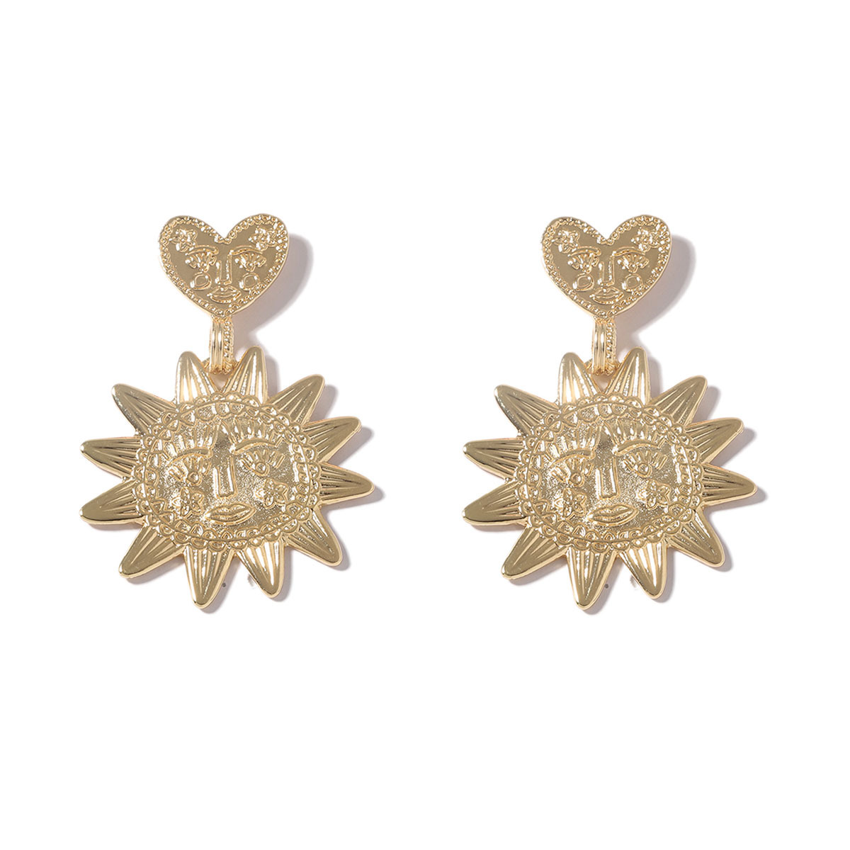 1 Pair Elegant Nordic Style Shiny Sun Heart Shape Sequins Zinc Alloy Drop Earrings display picture 5