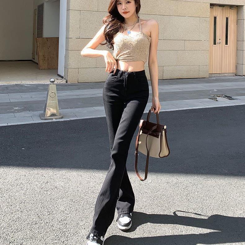 High waist micro flared jeans for women 2022 spring new elastic slim fit slimming spring and summer thin chic fashion