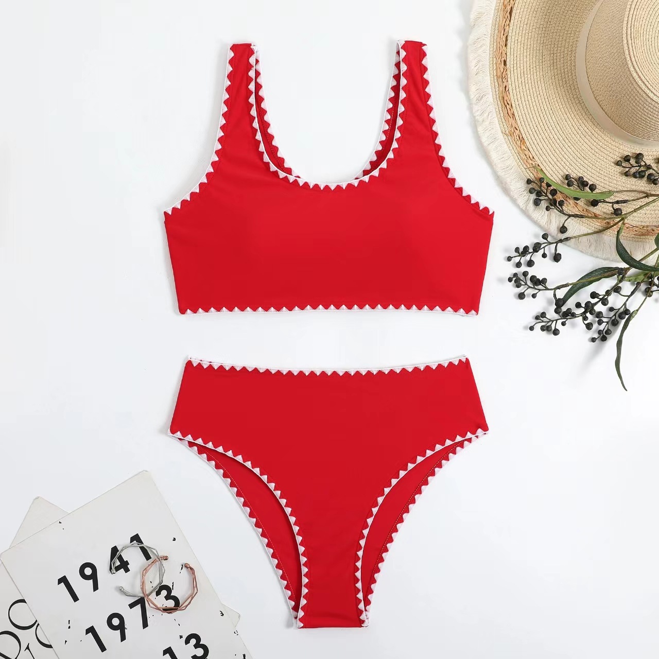 GraceChic Cross-Border European And American Style Two-Piece Women, Solid Color Bikini, New Sexy Gathered Backless High-Waisted_voghion.com