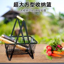 跨境户外菜篮子铁艺工具果蔬篮子收纳多功能提篮摘水果篮一件代发