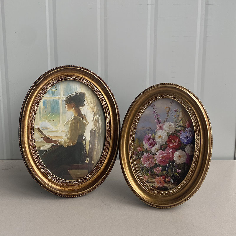 European Oval Golden Resin Photo Frame Wall Photo Wall Creative Art Simple American Pastoral Style Ornaments European Oval Golden Resin Photo Frame Wall Photo Wall Creative Art Simple American Pastoral Style Ornaments