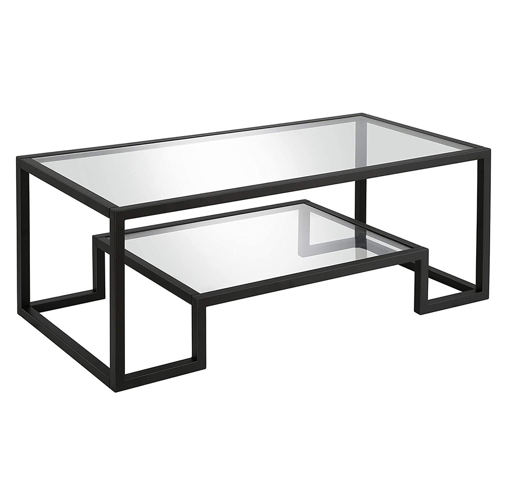 Mesa de té de vidrio templado moderna simple y fácil de ensamblar mesa de café sala de estar de almacenamiento abierta mesa de té transparente creativa
