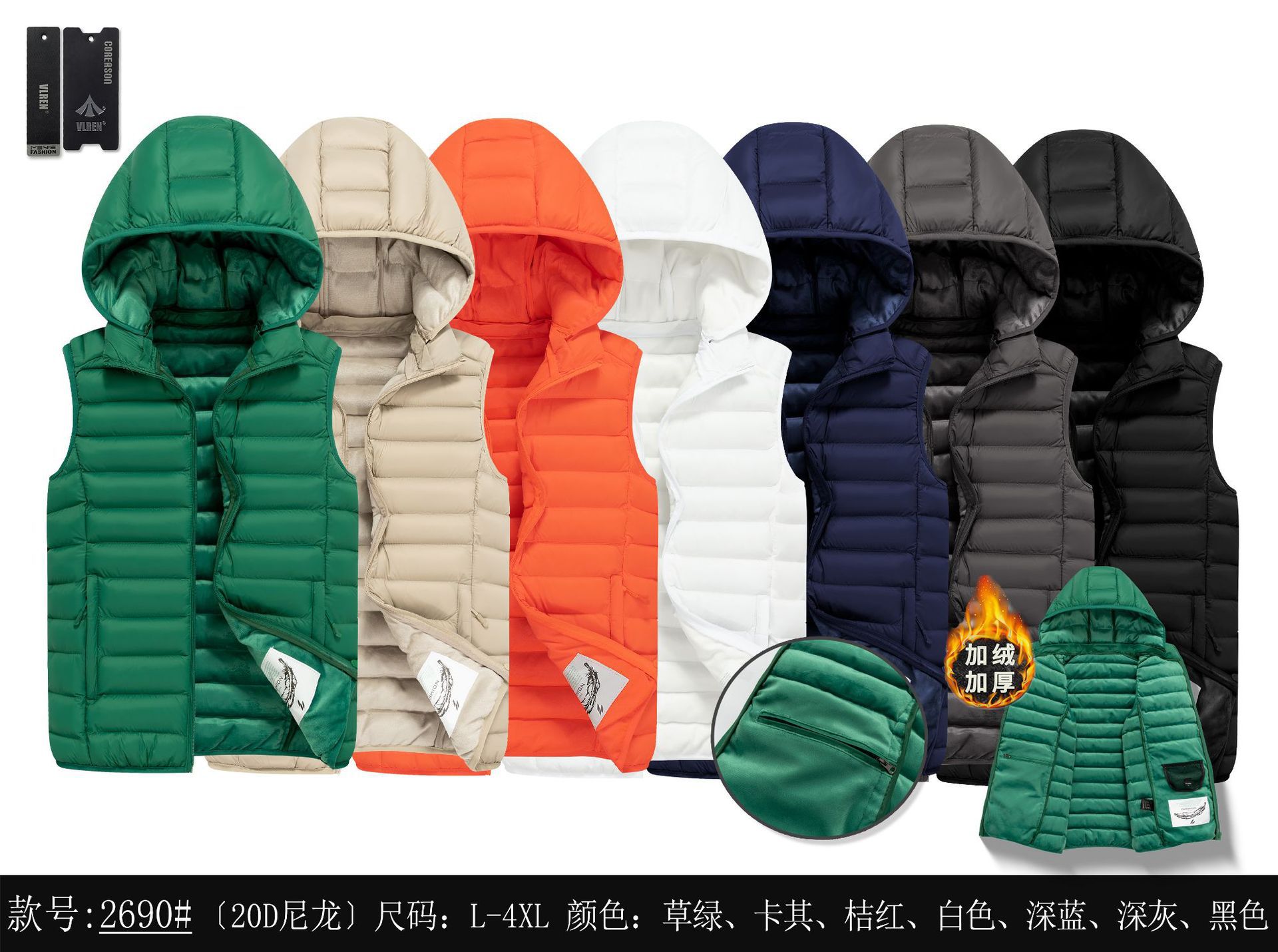 Chaleco acolchado para hombre, chaqueta cálida con forro polar para otoño e invierno, chaleco de algodón sin mangas, venta al por mayor para comercio exterior transfronterizo