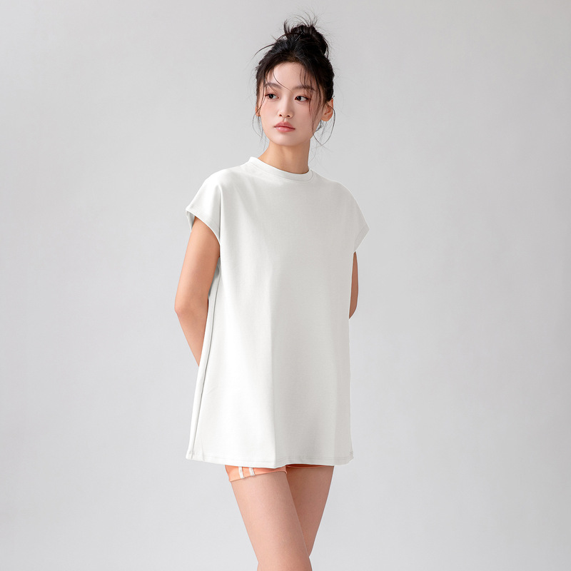 Loose Slimming Look Small Flying Sleeve T-Shirt, Flesh-Hiding Short-Sleeved Casual Top, Women's Breathable Elastic Extended Blouse, Yoga T-Shirt Loose Slimming Look Small Flying Sleeve T-Shirt, Flesh-Hiding Short-Sleeved Casual Top, Women's Breathable Elastic Extended Blouse, Yoga T-Shirt