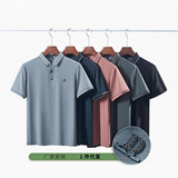 Летняя шелковая дышащая быстросохнущая тонкая футболка polo для отдыха, короткий рукав