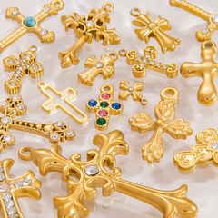 クロスボーダーステンレス鋼クロスペンダント手作り DIY アクセサリー 18 K ゴールドネックレスブレスレットイヤリングペンダント女性のための