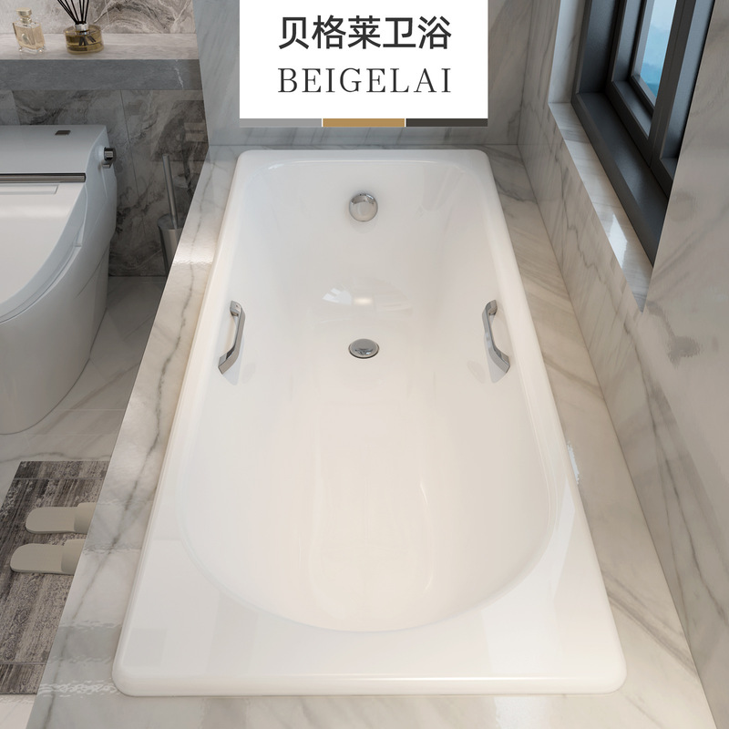 Bathroom Single Square Bath Cast Iron Ceramic Embedded Bathtub Household Small Apartment Adult Enamel Bagley