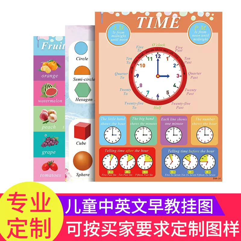 定制儿童认知启蒙挂图宝宝早教贴墙式静音学习图挂看图识字挂画