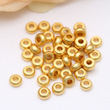 18K铜镀金保色沙金哑光隔片diy手工串珠配件不易掉色3-6mm扁片