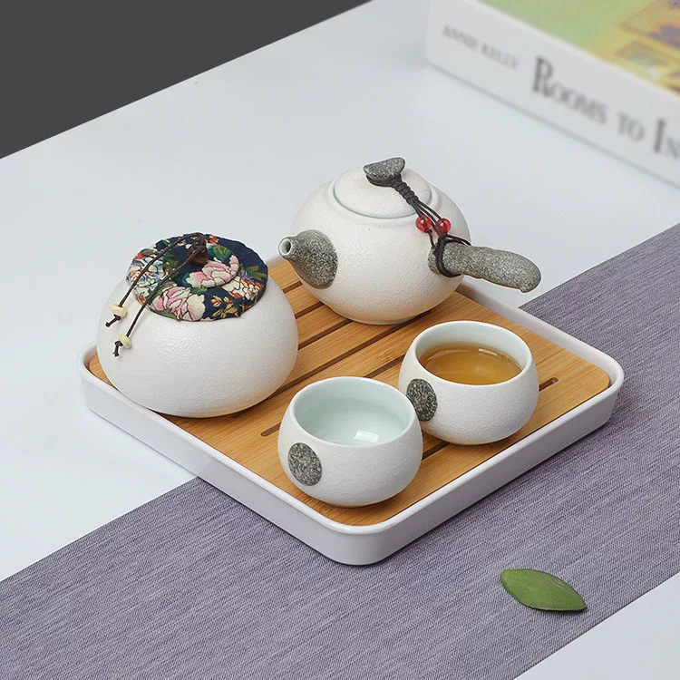 Ceramic teapot for hotel, handheld tea set for traveling