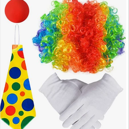 Set, rainbow suit, curly wig, dress up