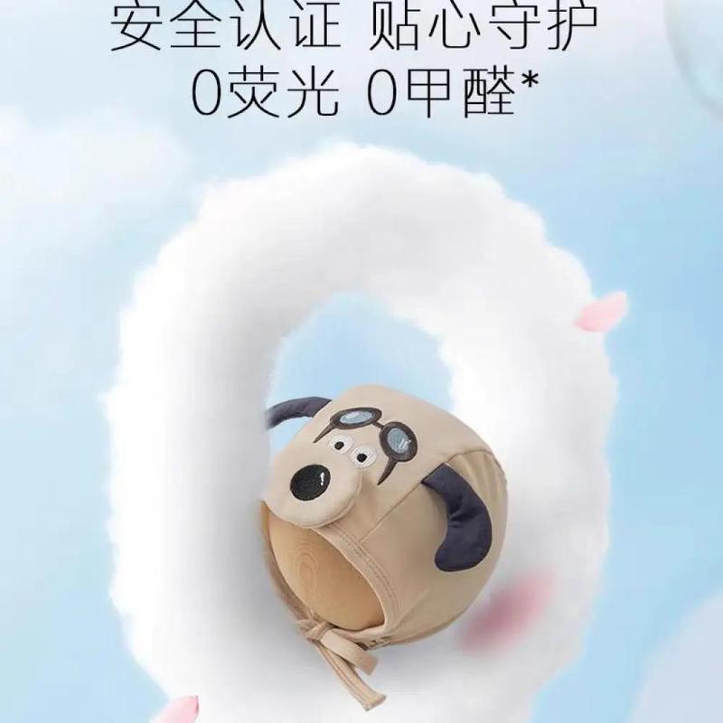 狗狗飞行员婴儿帽子春秋款可爱男女宝宝胎帽护耳新生婴幼儿包头帽|undefined