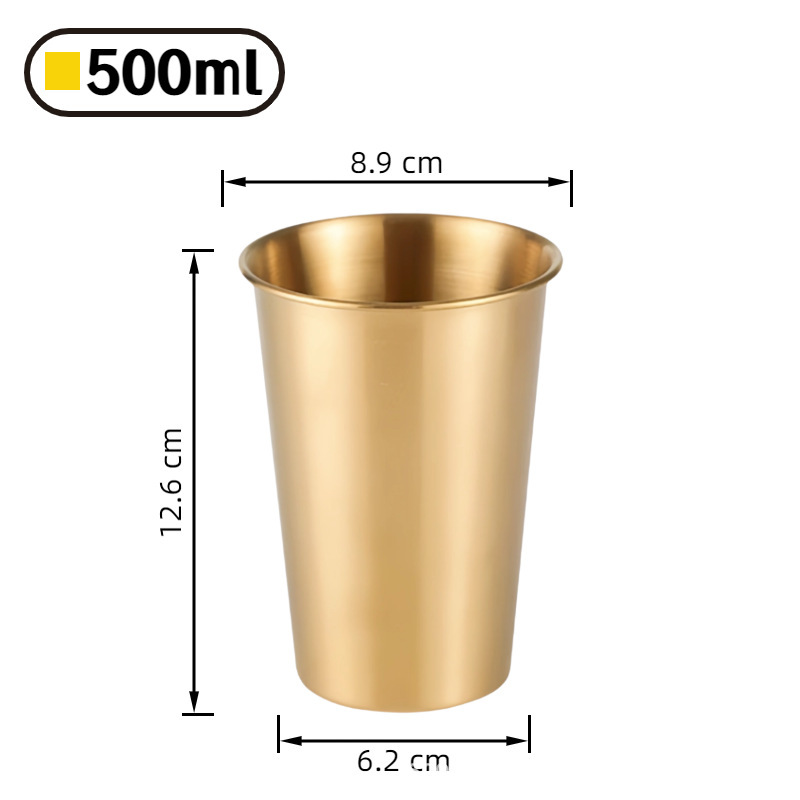 304 ステンレス鋼カップ単層水カップインビールカップ冷たいドリンクカップレストランジュースカップ落下防止カップはロゴでカスタマイズできます|undefined