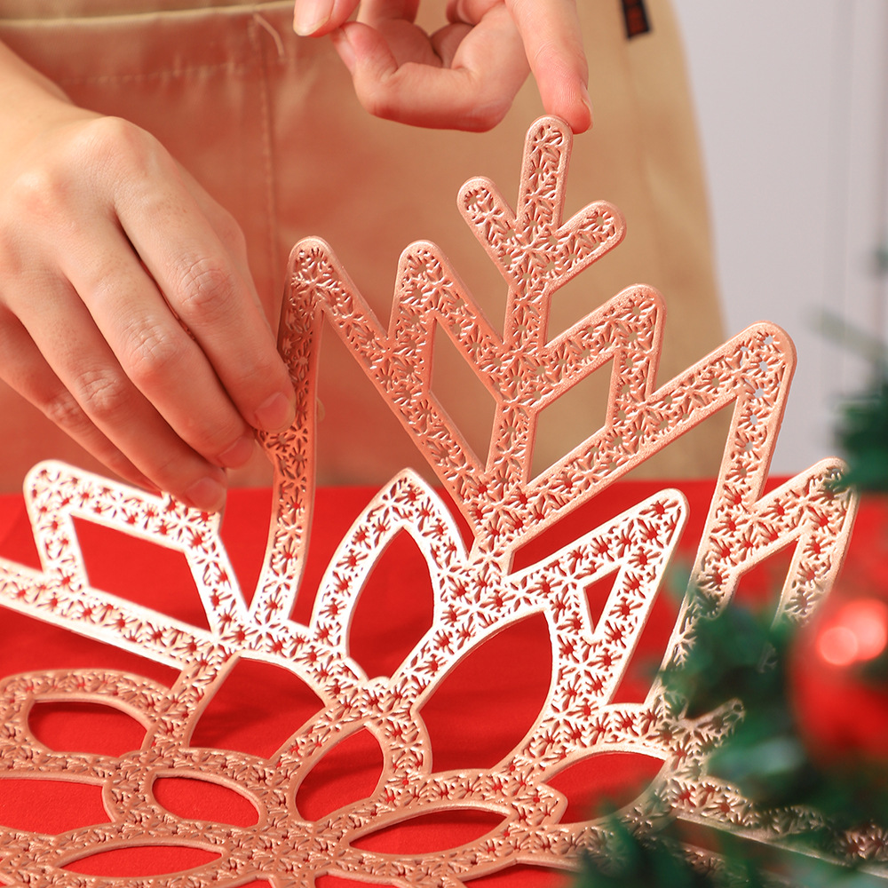 Calo de nieve de invierno elemento de Navidad almohadilla de mesa roja dorada almohadilla de mesa de aire almohadilla de mesa de comedor