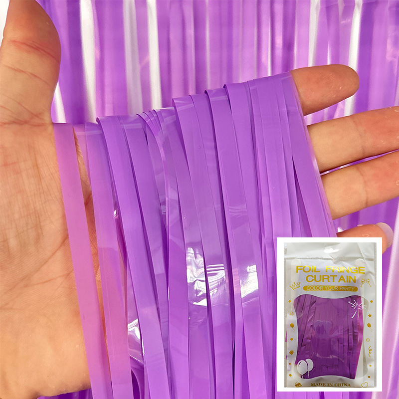 Cortina de lluvia de colores de alto brillo transfronteriza decoración de fiesta de cumpleaños cortina de lluvia láser de macaron brillante de 1*2 m
