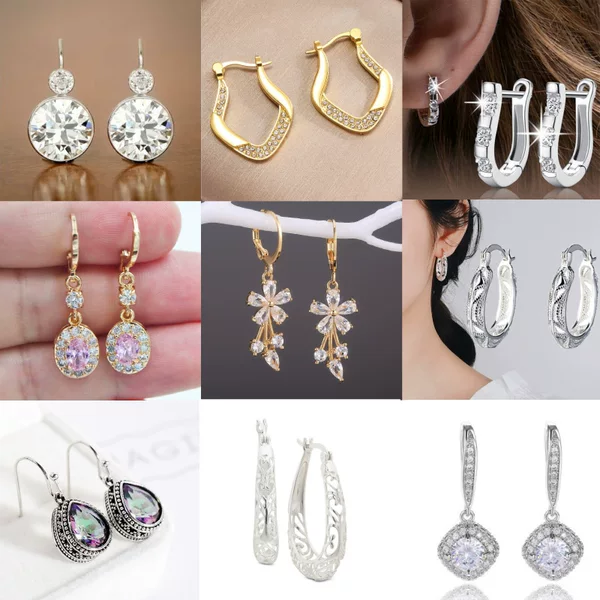 New European and American Retro Color Water Drop Crystal Earrings, Bright and Versatile Women's Earrings, Light Luxury Popular Earrings Wholesale