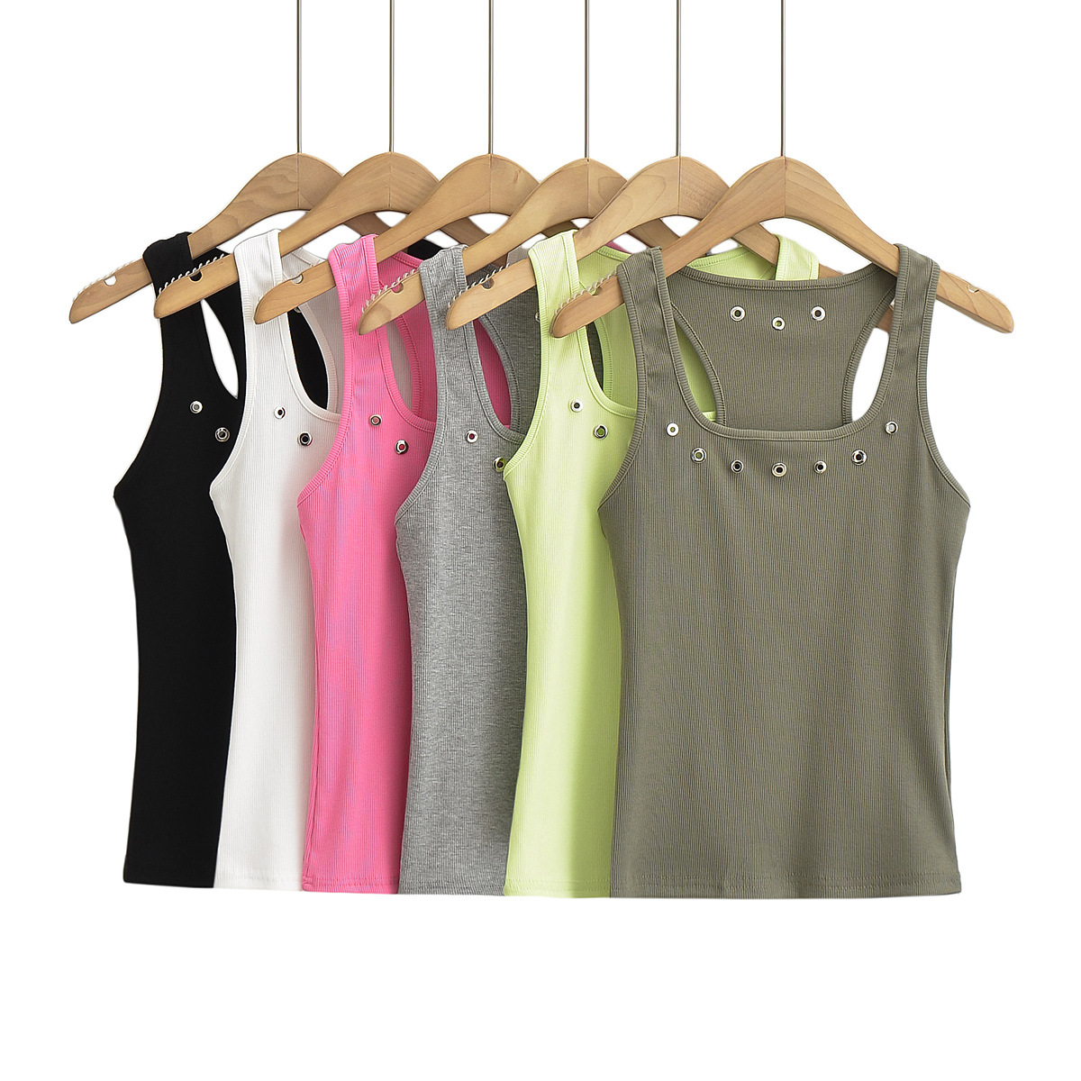 Women's Racerback Tank Tops Tank Tops Rivet Streetwear Solid Color display picture 9