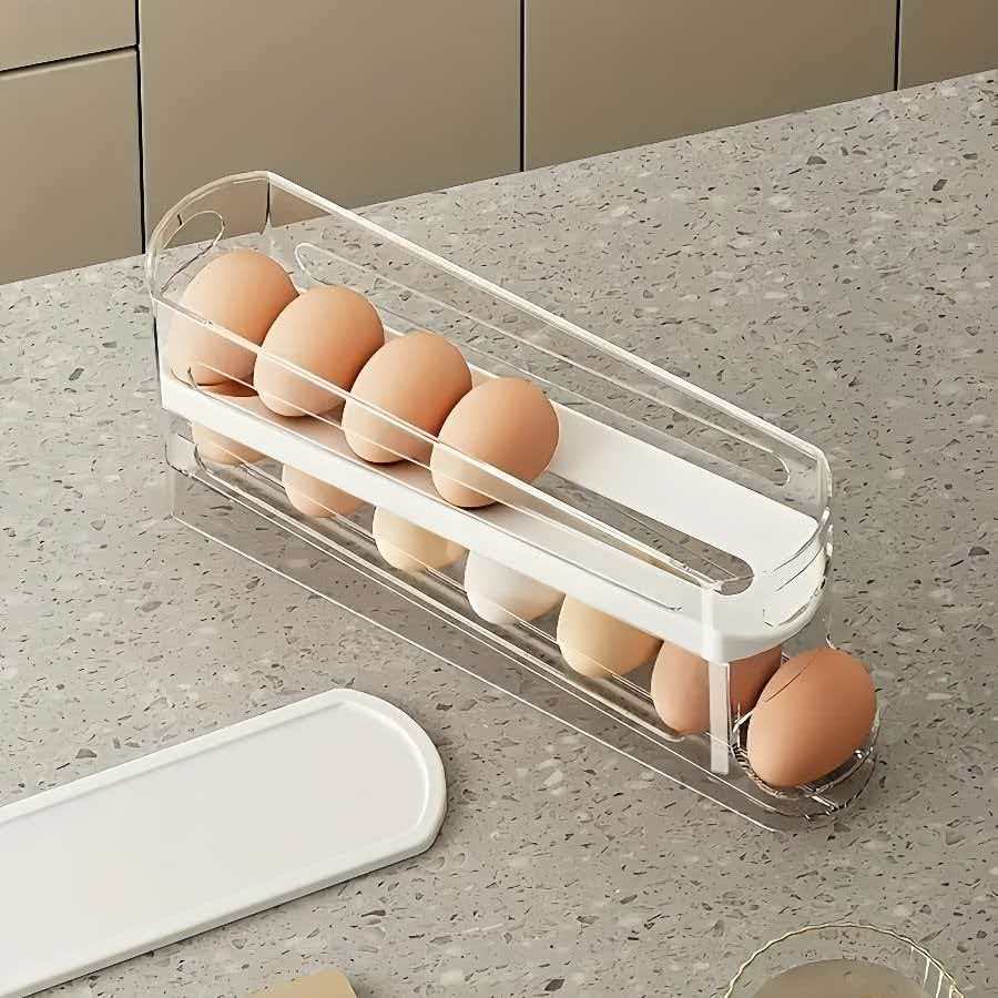 Organizador Rodante de Huevos para Refrigerador de Plástico PP5 de Grado Alimenticio para Cocina