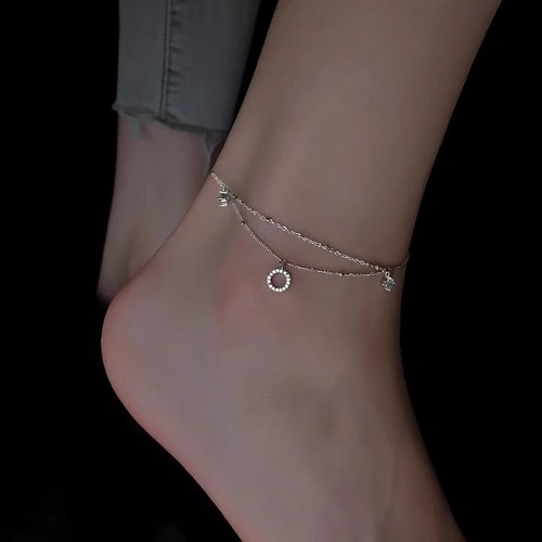 Double Circle Ankle Chain, Niche Minimalist Design, Geometric Round Foot Chain, Bestselling Trendy Foot Jewelry