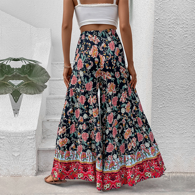 Printed Large Flare Wide Leg Pants_voghion.com