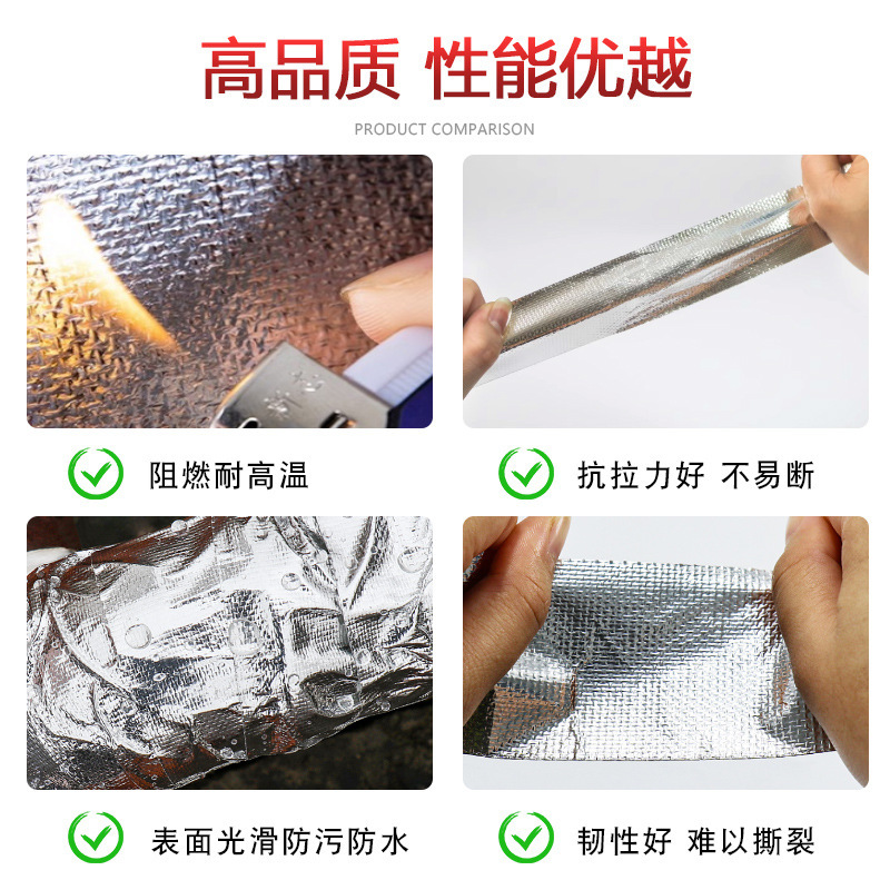 Adhesivo de aceite, tela de fibra de vidrio, cinta de papel de aluminio, aislamiento térmico, protección solar, sellado de tuberías de ventilación, cinta de papel de aluminio retardante de llama impermeable